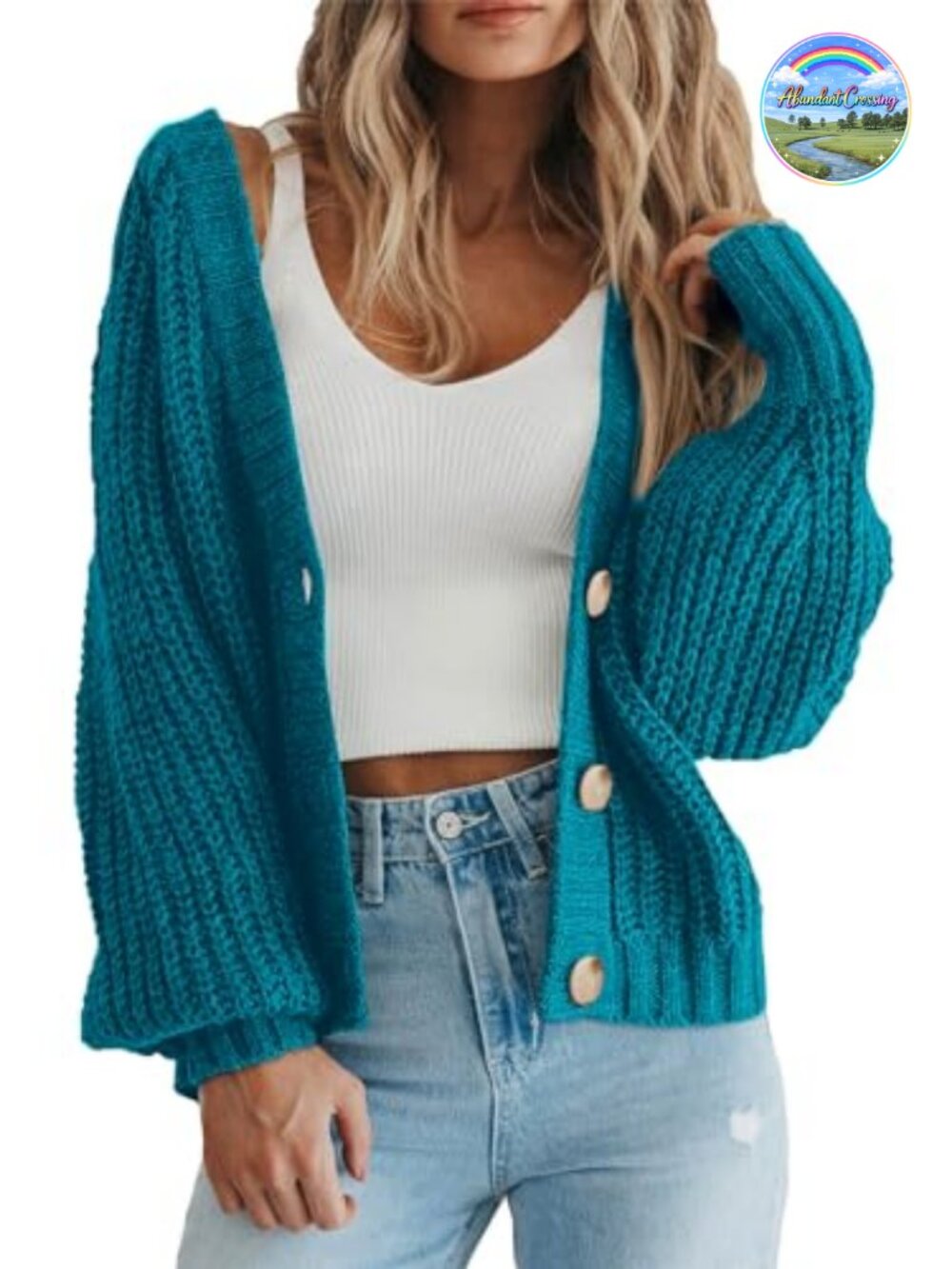 Chunky Knit Open Front Cardigan Long Sleeve V Neck Button Down Sweater